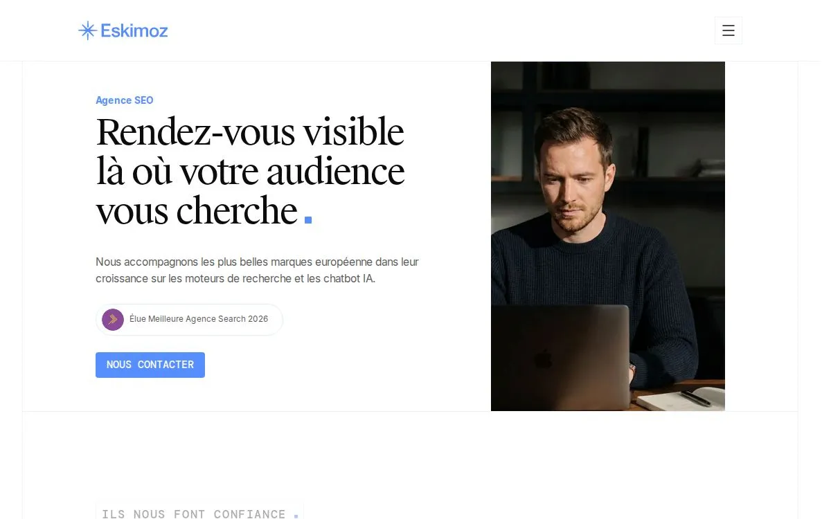 Eskimoz : la page mesurée, au-dessus de la ligne de flottaison, capturée le 18 septembre 2026